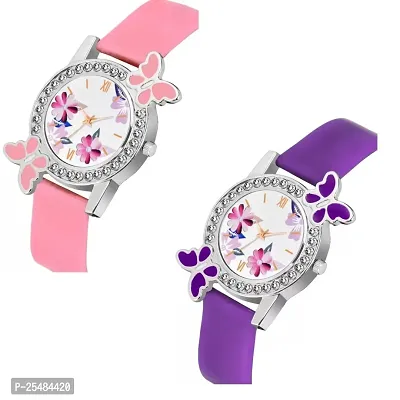 HRV Bty Cash Pink and Purple Pu Blet Combo Women and Girls Watch-thumb2