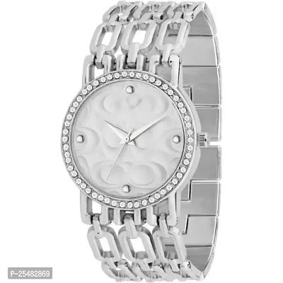 HRV Silver Round Cash Silver Thik Belt Women Watch-thumb2