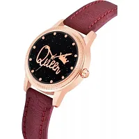 HRV Queen Dial Pink Leather Strap Watch For Girls-thumb2