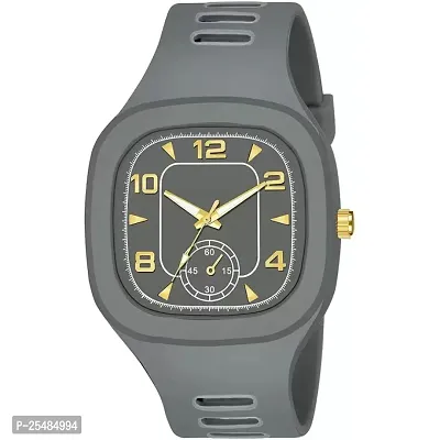 Bolun Grey Square PU Men and Women Watch-thumb2