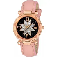 HRV Flower Designer Dial  Stylish Pink Belt Wrist Women Watch-thumb1