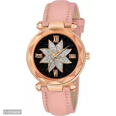 HRV Flower Designer Dial  Stylish Pink Belt Wrist Women Watch-thumb2