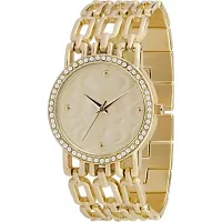 HRV Gold Round Cash Gold Thik Belt Women Watch-thumb1