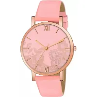 HRV Pink Leather Analog Women and Girls Watch-thumb1