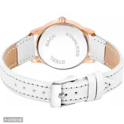 HRV Queen Dial White Leather Strap Watch For Girls-thumb4