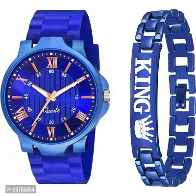 HRV Ca Blue Copper Roman Dial With King Blue Bracelet Men Pu Watch-thumb0