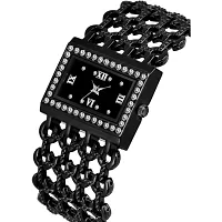 HRV Roman Dial Rect Black Girls and Women Watch-thumb2