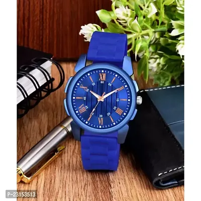 Men Stylish Blue PU Analog Watch