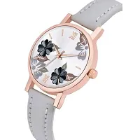 HRV Grey Leather Belt Folwer Grey Dial Girls and Women Analog Watch-thumb1