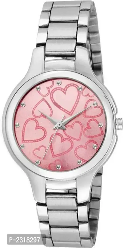 Stylish designer Analogue Silver Pink Dial Watch - For Girls