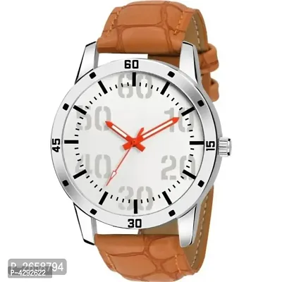 New Brown Synthetic Leather Analog Wrist Watch For Men And Women-thumb0