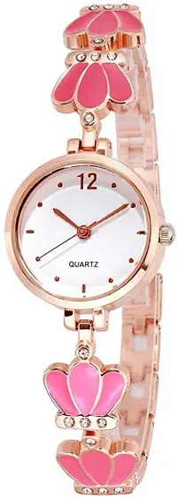 Bracelet 3 Petal Rosegold Pink New Analog Watch For Women-thumb2