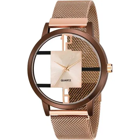 Transparent Dial Metallic Strap Watches for Women