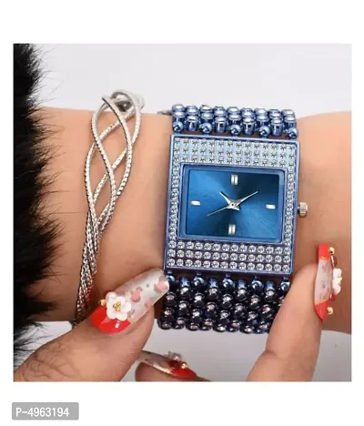 Blue Metal Square Watch for Women-thumb0