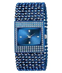 Blue Metal Square Watch for Women-thumb1