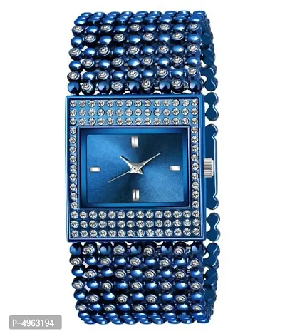Blue Metal Square Watch for Women-thumb2
