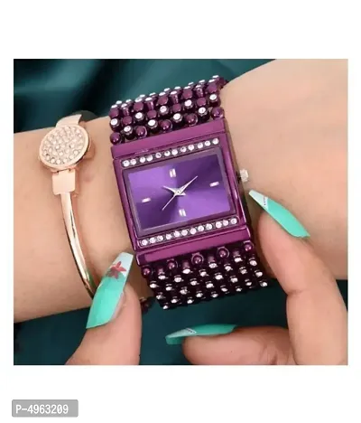 Purple Metal Square Watch for Women-thumb0