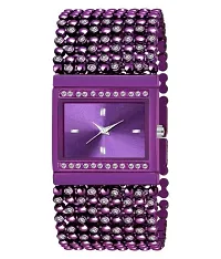 Purple Metal Square Watch for Women-thumb1