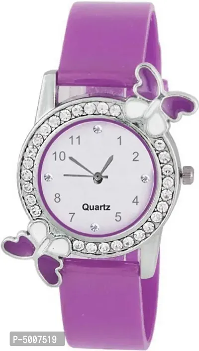 Purple Diamond Studded Analog  Watch for Women