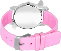 Pink Diamond Studded Attractive Butterfly Stylish Women Wnalog Watch For Girls-thumb1