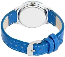 Blue cut Glass Leather Women And Girls Watch-thumb1