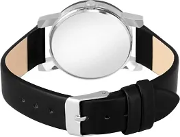 Trendy Synthetic Diamond Cut Glass Love Black Leather belt watch For Women-thumb2