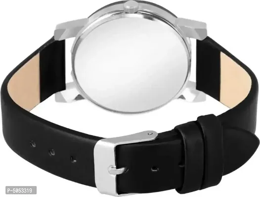 Trendy Synthetic Diamond Cut Glass Love Black Leather belt watch For Women-thumb3