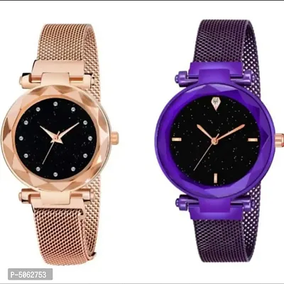 Classy Metal Analog Watches for Womens, Pack of 2