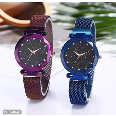 Classy Metal Analog Watches for Womens, Pack of 2-thumb0