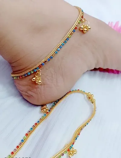 Additri Gorgeous Stylish Golden Anklets