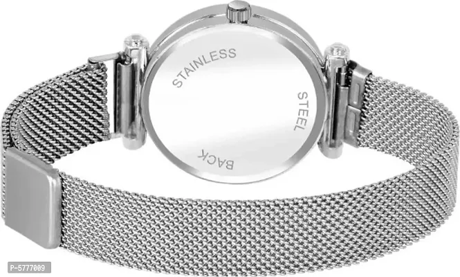 Megnetic Strap Heart Shap Silver Dial Silver Watch For Girls-thumb3