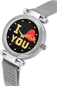 New Fashion I love You Black color Dial With Silver Maganet Strap For Women-thumb1