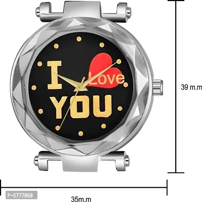New Fashion I love You Black color Dial With Silver Maganet Strap For Women-thumb3
