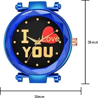 New Fashion I love You Black color Dial With Blue Maganet Strap For Women-thumb2