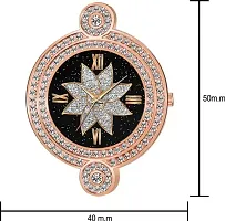 New Fashion Black Color Flower Dial Rose Gold Metal Strap Designer Fashion Wrist Analog Watch For Women-thumb2