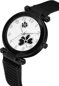 New Fashion Black Flower White Dial Black Case With Black Maganet Strap Designer Fashion Wrist Analog Watch For Women-thumb2