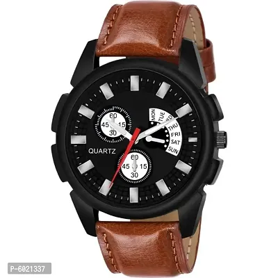 Trendy Leather Analog Watch for Men