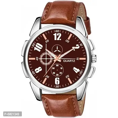 Trendy Leather Analog Watch for Men-thumb0