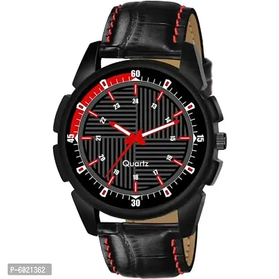 Trendy Leather Analog Watch for Men