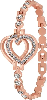 RoseGold Double Heart Daimond Bracelet For Women-thumb1