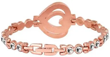 RoseGold Double Heart Daimond Bracelet For Women-thumb2