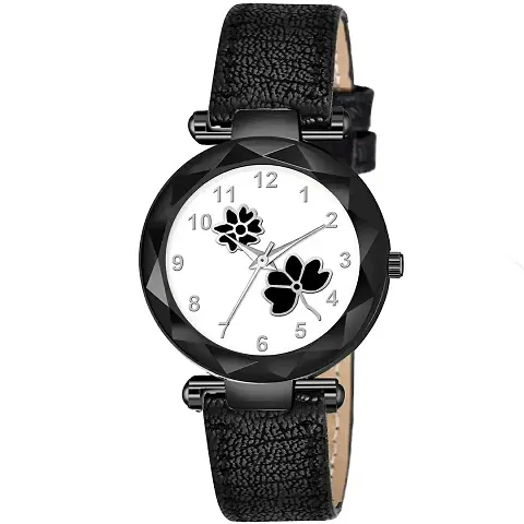 KIROH Gallery Flower Dial Magnetic Metal Strap Watch for Girls and Women
