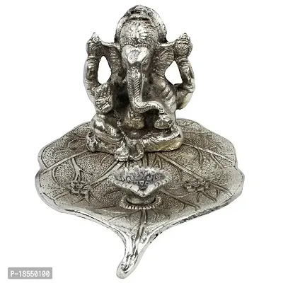 Lord Ganesha Pretty Pooja Idol in White Metal 126