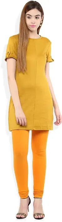 Fabulous Yellow Lycra Solid Leggings For Women-thumb1