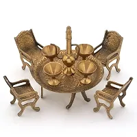 AIVIK Dining Table Set Elegant and Unique Antique Design Brass Vintage Rajasthani Decorative| Desk Accent| Gift| Showpiece| Interior Decoration Item| Room Decor| Home Decor| Handicraft-thumb1