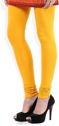 Fabulous Yellow Lycra Solid Leggings For Women-thumb2