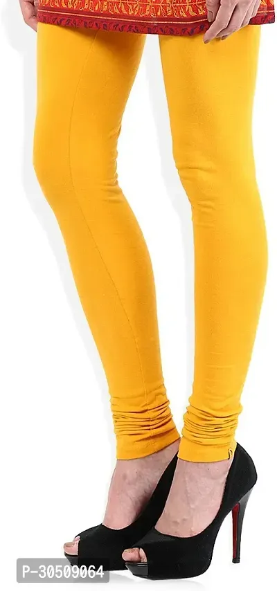 Fabulous Yellow Lycra Solid Leggings For Women-thumb3