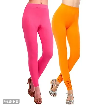 Buy Vivan Creation Orange Magenta cotton lycra legging Online In