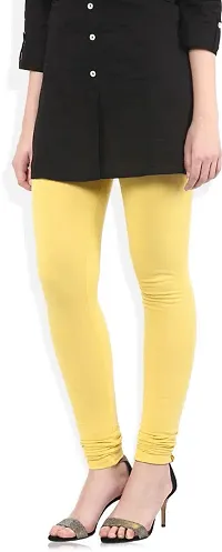 Fabulous Yellow Lycra Solid Leggings For Women-thumb1