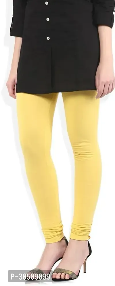 Fabulous Yellow Lycra Solid Leggings For Women-thumb2